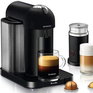 Nespresso Vertuo Coffee and Espresso Maker by Breville, Matte Black with Aerocci